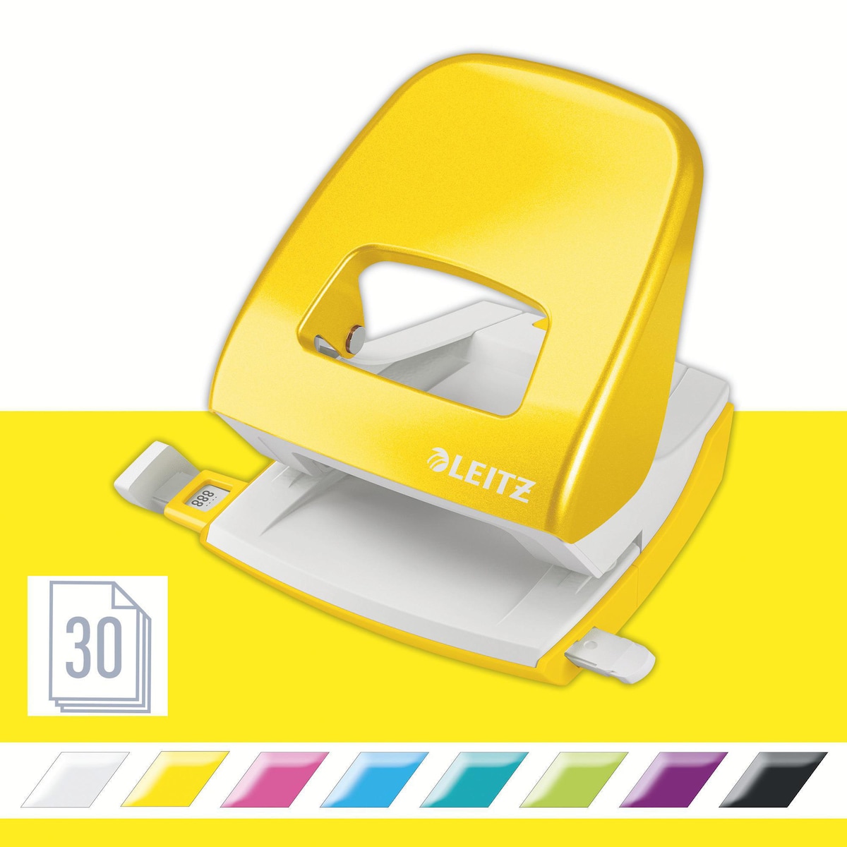 Leitz WOW Hole Punch 30 Sheets Metal Yellow 1