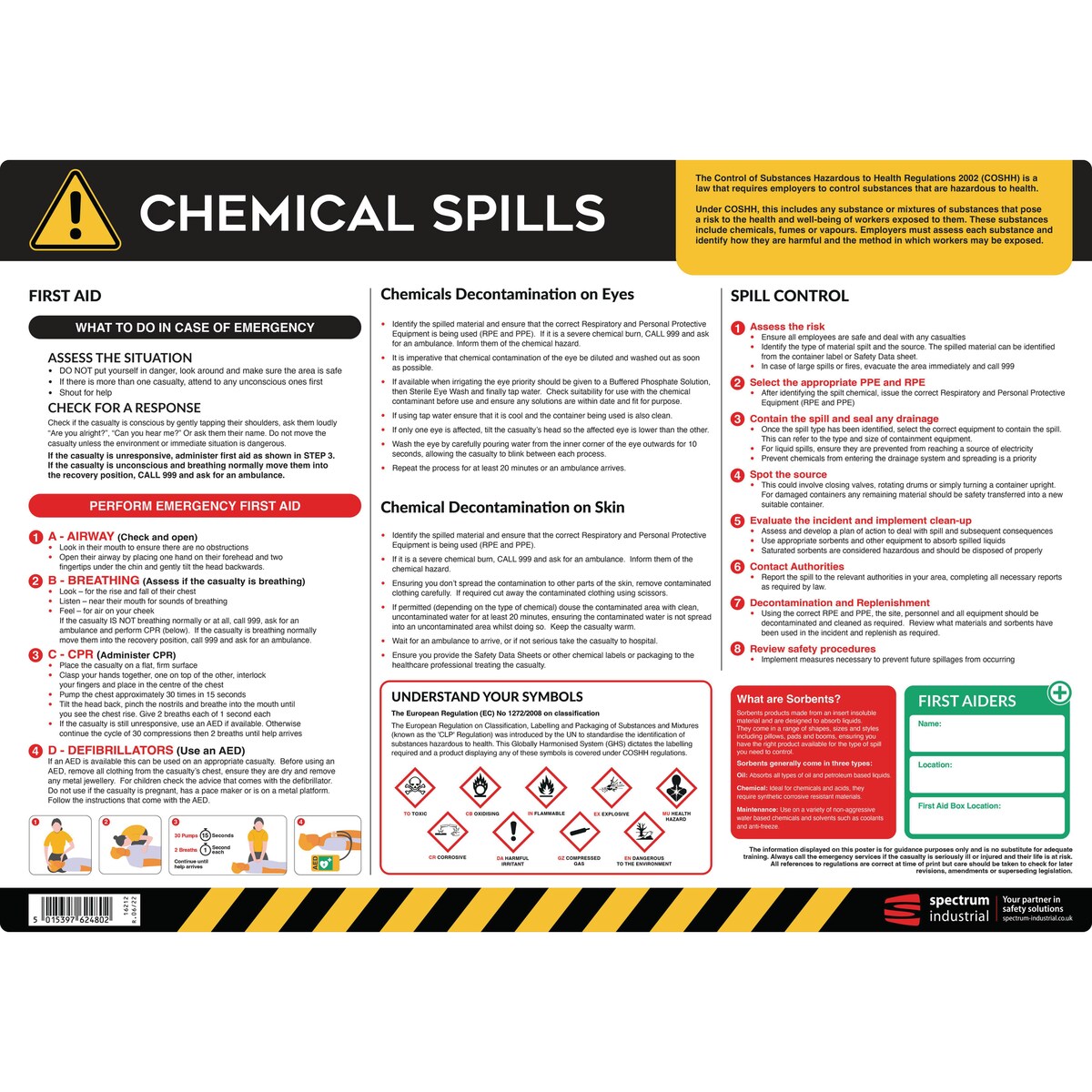Safety Poster : Chemical Spills -  594 x 420mm 1