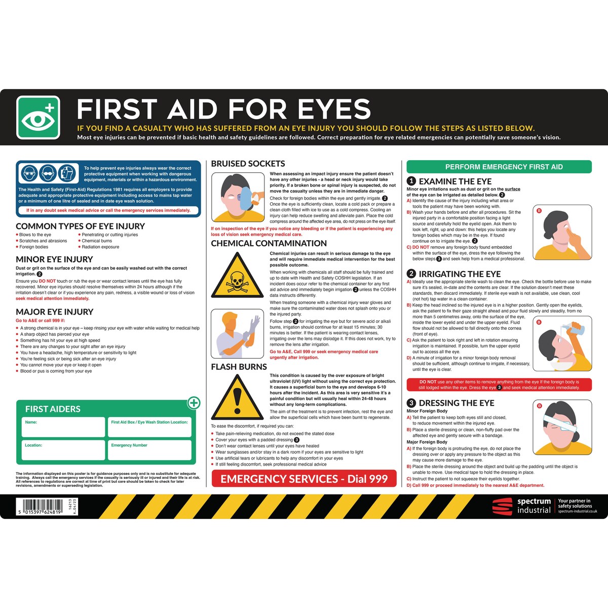 Safety Poster: First Aid for Eyes - 594 x 420mm 1