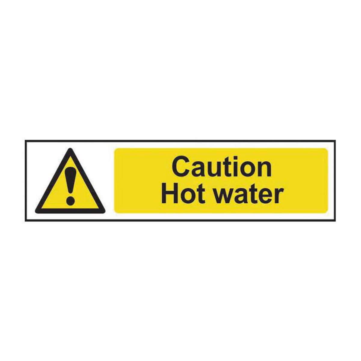 Caution Hot Water' Sign - 200mm x 50mm 1
