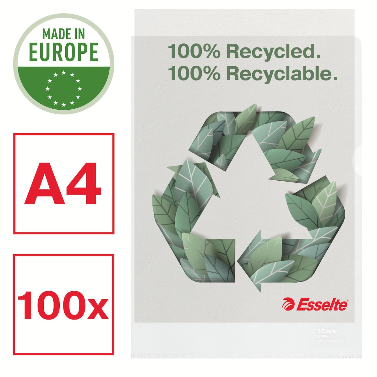 Esselte 100% recycled A4 PP Folder 100Mic - Pack of 100 1