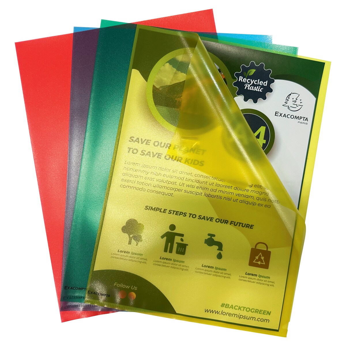 Exacompta Cutflush Fold Recycled PP Assorted, Pack of 25 1